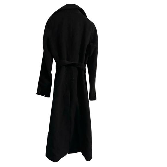 Made in Tunisia of Benetton Wool Coat Womens EU 38 Black full length no buttons - Picture 2 of 8